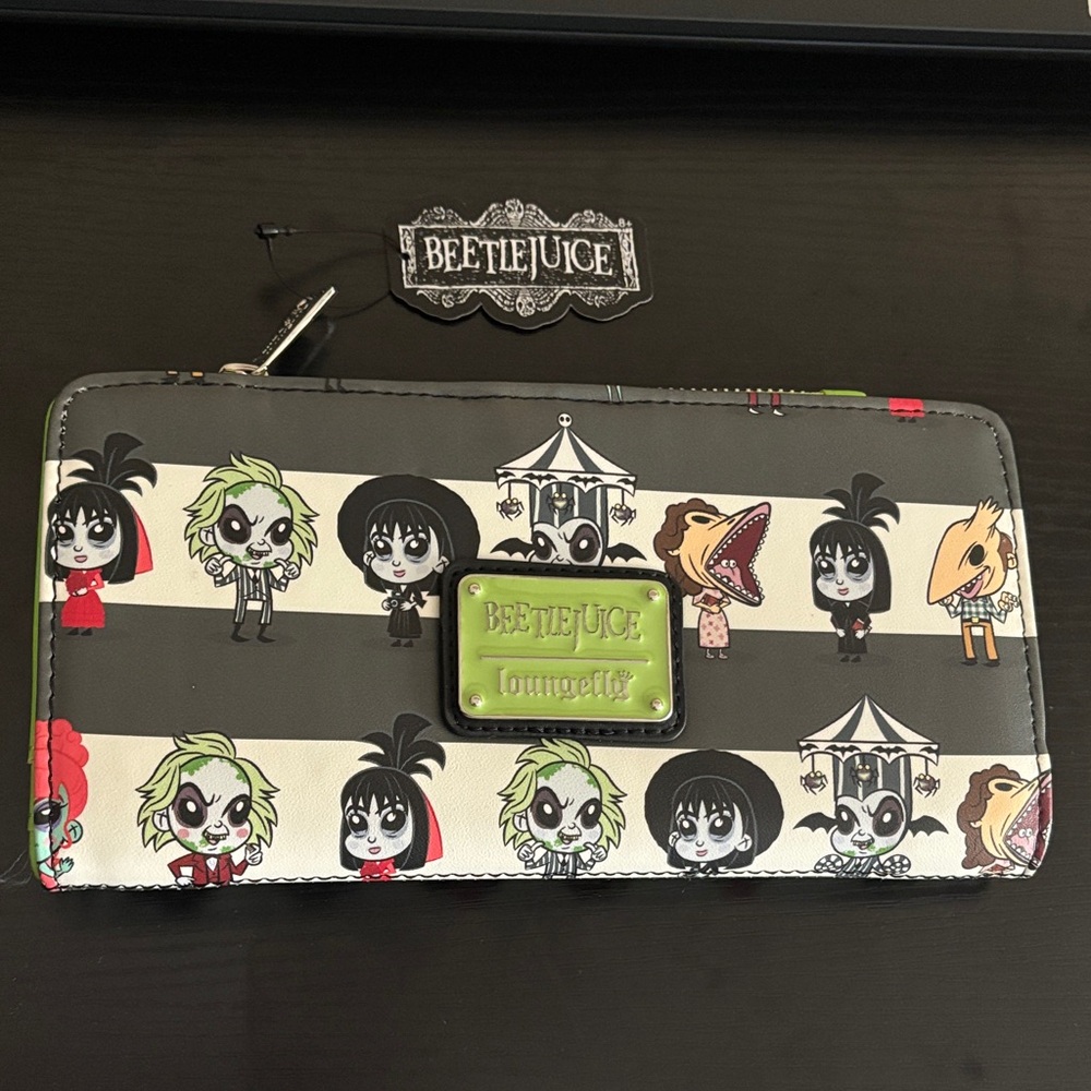 Loungefly Beetlejuice Character Wallet - Black, White, Green